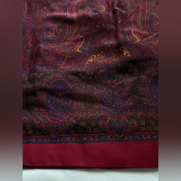 Vintage Rayon Wool Pull On Red Paisley Pleated Midi Skirt 14 Fairy Cottagecore - Picture 4 of 7